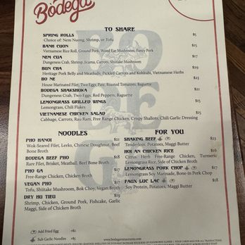 Bodega - Menu - Vietnamese Near Me - San Francisco, California Bodega - Menu - Vietnamese Near Me - San Francisco, California