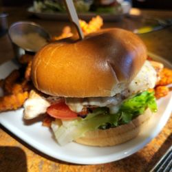 Olivia's Chop House - Chicken sandwich & sweet potato fries