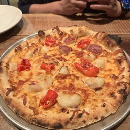 Potato shishito pizza