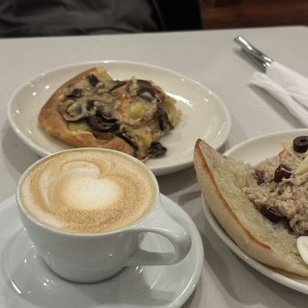 Pavé - Mushroom Potato Focaccia (OL), Pan Bagnat (OL), cappuccino - Bakeries Near Me - New York, New York Pavé - Mushroom Potato Focaccia (OL), Pan Bagnat (OL), cappuccino - Bakeries Near Me - New York, New York