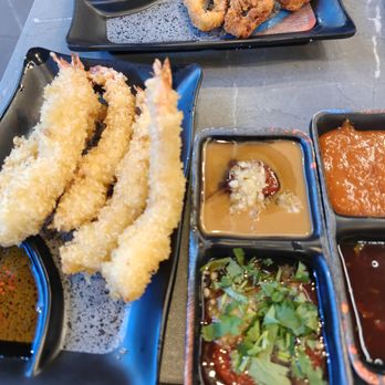 88 Korean BBQ & Sushi - Tempura shrimp below and calamari on top - Sushi Bars Near Me - Cypress, Texas