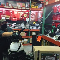 Nationwide Tools & Supplies - In addition to installing plexiglass shields and requiring masks, we use a disinfectant fog each evening to sanitize our showroom surfaces.