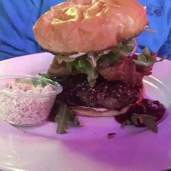 Scolari's Good Eats - Blueberry bacon blue cheese burger -hot sauce ! - Burgers Near Me - Alameda, California Scolari's Good Eats - Blueberry bacon blue cheese burger -hot sauce ! - Burgers Near Me - Alameda, California