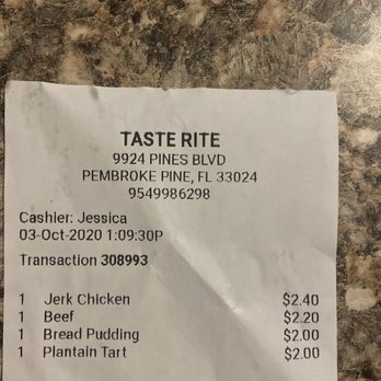 Taste Rite Jamaican Bakery - the price of the restaurant - Caribbean Near Me - Pembroke Pines, Florida