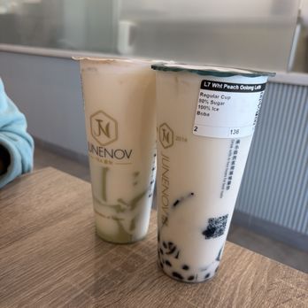 Junenov Tea - Jasmine blossom latte w matcha pudding, white peach oolong latte w boba and grass jelly - Bubble Tea Near Me - Pleasanton, California Junenov Tea - Jasmine blossom latte w matcha pudding, white peach oolong latte w boba and grass jelly - Bubble Tea Near Me - Pleasanton, California