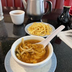 South Garden II - Hot and sour soup, crunchy noodles and hot tea! Soup was great, tasted more homemade