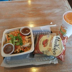 Thai Chicken bowl and Orange Ginger smoothie.