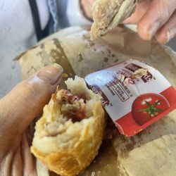 Quay Espresso - Sausage roll with tomato sauce