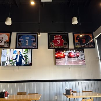 713 Burgers - Tv wall and Houston sports memorabilia - Burgers Near Me - Cypress, Texas 713 Burgers - Tv wall and Houston sports memorabilia - Burgers Near Me - Cypress, Texas