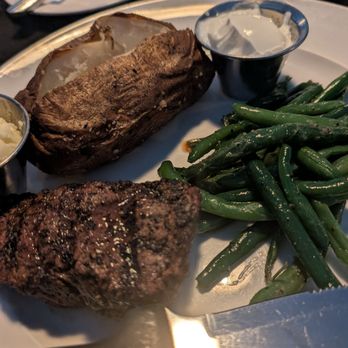 North Shore Chophouse - Petite filet, baked tato and green beans - Seafood Near Me - Fort Atkinson, Wisconsin