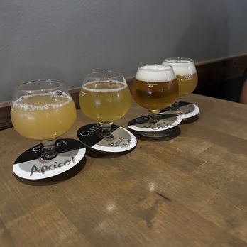Casey Brewing Taproom - five glasses of beer on a table - Breweries Near Me - Glenwood Springs, Colorado