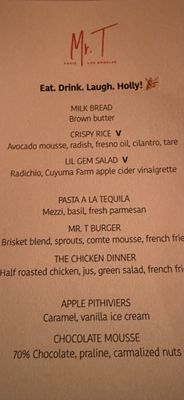 Menu photo 5 Mr. T Los Angeles, CA