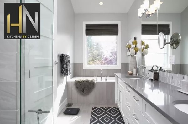 Photo of HN Kitchens By Design - Fort Lauderdale, FL, US. Bath Remodel.  New Cabinets, flooring, countertops, lighting and paint.