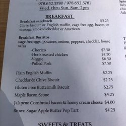 KRO's On The Common - Breakfast menu...