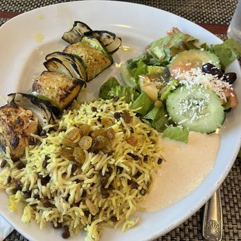 Pom & Olive - Salmon kebab entree - Mediterranean Near Me - Costa Mesa, California Pom & Olive - Salmon kebab entree - Mediterranean Near Me - Costa Mesa, California
