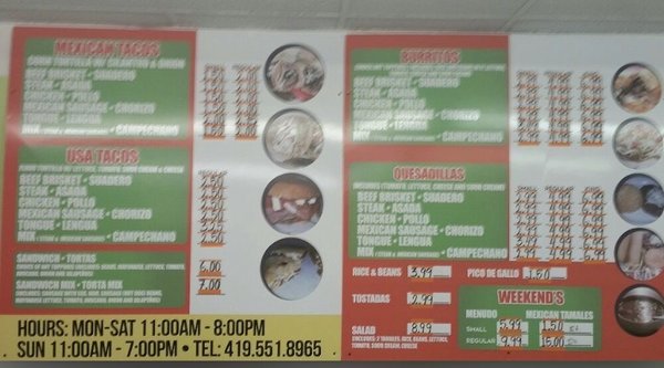 Menu photo 1 Taco's Nacho's Bryan, OH