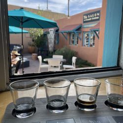 Rolling Still Distillery and Lounge - Rolling Still Distillery and Lounge, Taos, NM June 9, 2023 - inside looking out