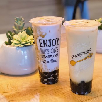Teaspoon - Left: Taro Lover Right: Liquid Gold - Bubble Tea Near Me - San Ramon, California Teaspoon - Left: Taro Lover Right: Liquid Gold - Bubble Tea Near Me - San Ramon, California