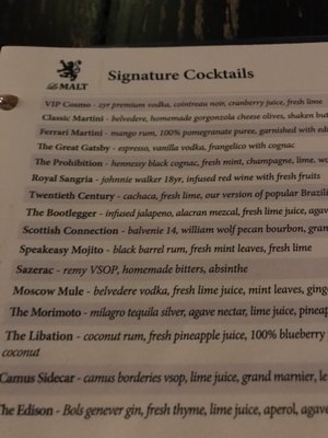 Menu photo 5 Le Malt Lounge Colonia, NJ