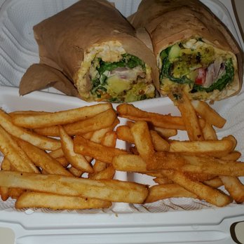 Quebobs Restaurant - Falafel Wrap + Fries - Mediterranean Near Me - Los Angeles, California