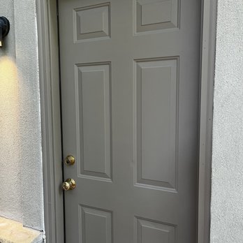 Revel Painting - This was a new steel door with all new trim (white) and the paint job is gorgeous. - Painters Near Me Revel Painting - This was a new steel door with all new trim (white) and the paint job is gorgeous. - Painters Near Me