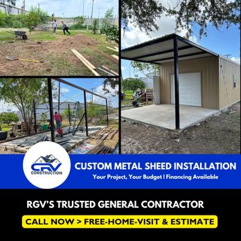 CRV Construction - Need a durable storage solution? CRV Construction offers custom metal shed installations in McAllen. Built to last! - Roofing Near Me - McAllen, Texas CRV Construction - Need a durable storage solution? CRV Construction offers custom metal shed installations in McAllen. Built to last! - Roofing Near Me - McAllen, Texas