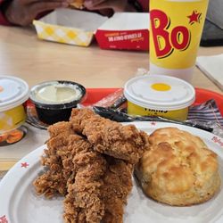 Bojangles - Chicken tenders with a hard biscuit. The chicken is flavorful but that's it.