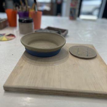Pottery studio 1 - Brooklyn - Pasta bowl and coaster I made - Art Classes Near Me - Brooklyn, New York
