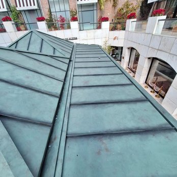 A Plus Gutter Systems - Metal Roof Beverly Hills Patina Copper Painted - Gutter Services Near Me - Commerce, California