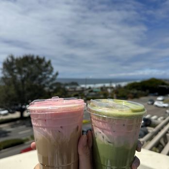 Kini Koffee - White chocolate mocha with strawberry cold foam ($8) & Strawberry Fields ($8) - Coffee & Tea Near Me - Del Mar, California