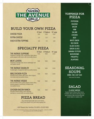 Menu photo 2 The Avenue Tavern and Grille Hamilton, OH Menu photo 2 The Avenue Tavern and Grille Hamilton, OH