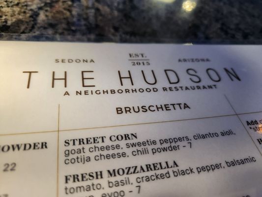 Menu photo 1 The Hudson Sedona, AZ Menu photo 1 The Hudson Sedona, AZ