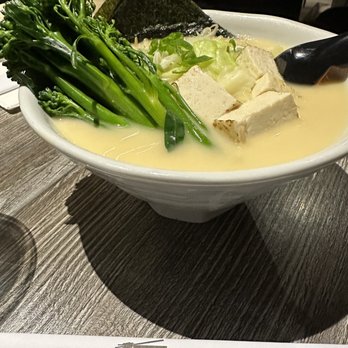 Nikka Ramen - Original tonkatsu ramen with tofu, as the protein and broccolini (instead of mushrooms). Amazing flavors! - Ramen Near Me - Goleta, California
