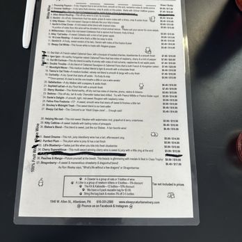 Sleepy Cat - June 2025 Menu - Wineries Near Me - Allentown, Pennsylvania