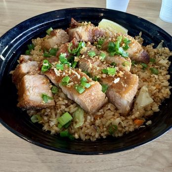 Bilao - Lechon Kawali Over Fried Rice (One of my go to dish) - Filipino Near Me - Sacramento, California