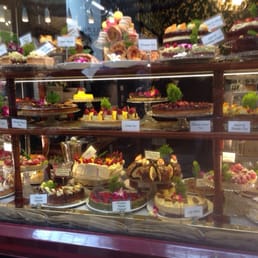 The beautiful cake display in the window