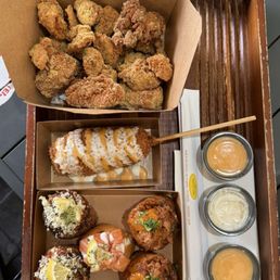 Popcorn chicken  Korean corn dog  Yubu