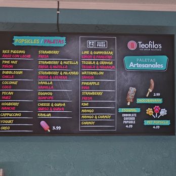 Teofilo's Ice Cream Paleteria - Menu - Ice Cream & Frozen Yogurt Near Me - Clarksville, Tennessee Teofilo's Ice Cream Paleteria - Menu - Ice Cream & Frozen Yogurt Near Me - Clarksville, Tennessee