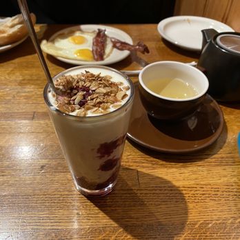 Black Cat Coffeehouse - Granola parfait & ginger lemongrass green tea. Yum! - Breakfast & Brunch Near Me - Ashland, Wisconsin