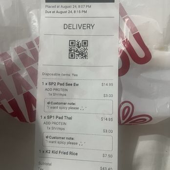 Let’s Eat Thai - Receipt - Thai Near Me - Albuquerque, New Mexico
