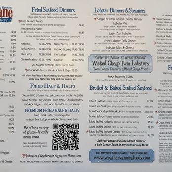 Weathervane Seafood Restaurant - Menu 8.7.26 - Seafood Near Me - Dover, New Hampshire