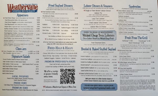 Menu photo 3 Weathervane Seafood Restaurant Dover, NH