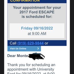Appointment not honored