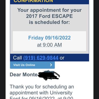 University Ford - Durham - Appointment not honored - Car Dealers Near Me - Durham, North Carolina