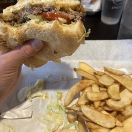 Omg! Burger with a side of their amazing fries Omg! Burger with a side of their amazing fries