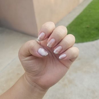 Pure Nails & Beauty - Japanese gel over natural nail shimmer with silver lining done by Asami - Nail Salons Near Me - Honolulu, Hawaii Pure Nails & Beauty - Japanese gel over natural nail shimmer with silver lining done by Asami - Nail Salons Near Me - Honolulu, Hawaii
