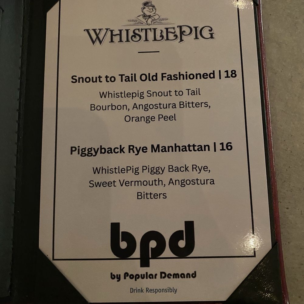 By Popular Demand - Menu 7 - Whiskey Bars Near Me - Houston, Texas