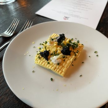 Dirt Candy - Corn mouse and cake, with vegan caviar - Vegetarian Near Me - New York, New York
