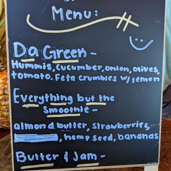 Da Green Coffee Bar - The toast menu. - Coffee & Tea Near Me - Kihei, Hawaii Da Green Coffee Bar - The toast menu. - Coffee & Tea Near Me - Kihei, Hawaii