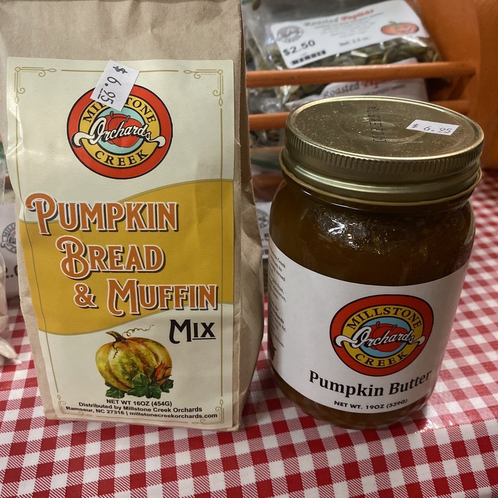 Millstone Creek Orchards - Pumpkin Bread Mix/Pumpkin Butter - Fruits & Veggies Near Me - Ramseur, North Carolina Millstone Creek Orchards - Pumpkin Bread Mix/Pumpkin Butter - Fruits & Veggies Near Me - Ramseur, North Carolina